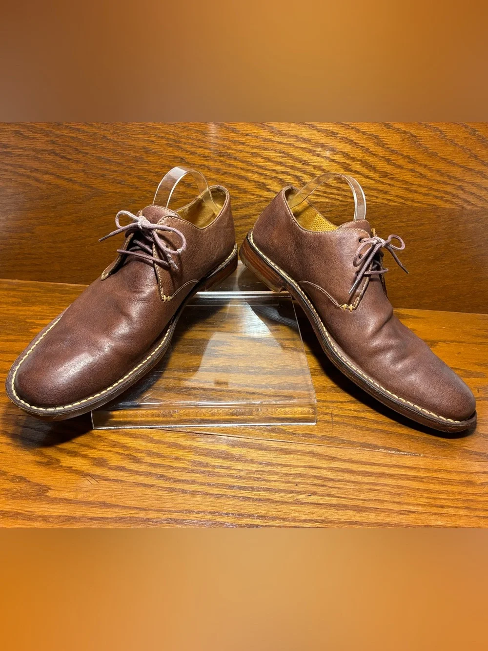 Cole Haan Contrast Stitch Derby Shoes Brown Leather Men’s Size 11